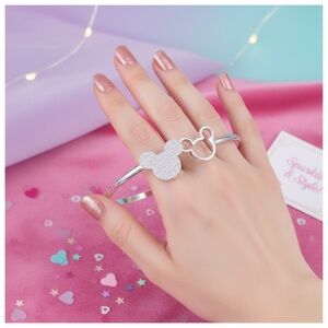 NWT Sterling Silver Chic Mickey Mouse Disney Bangle Bracelet